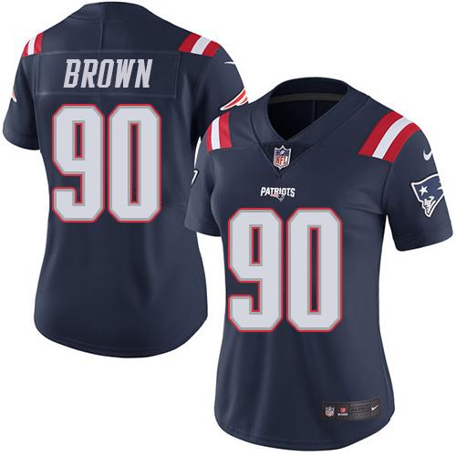 Nike Patriots #90 Malcom Brown Navy Blue Women's Stitched NFL Limited Rush Jersey